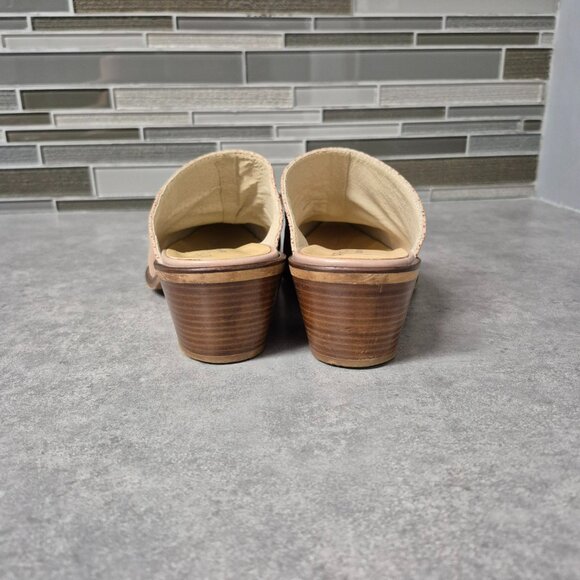 39 Ateliers Beige Perforated Leather Pointy Toe Slip On Mules Shoes - Picture 5 of 8